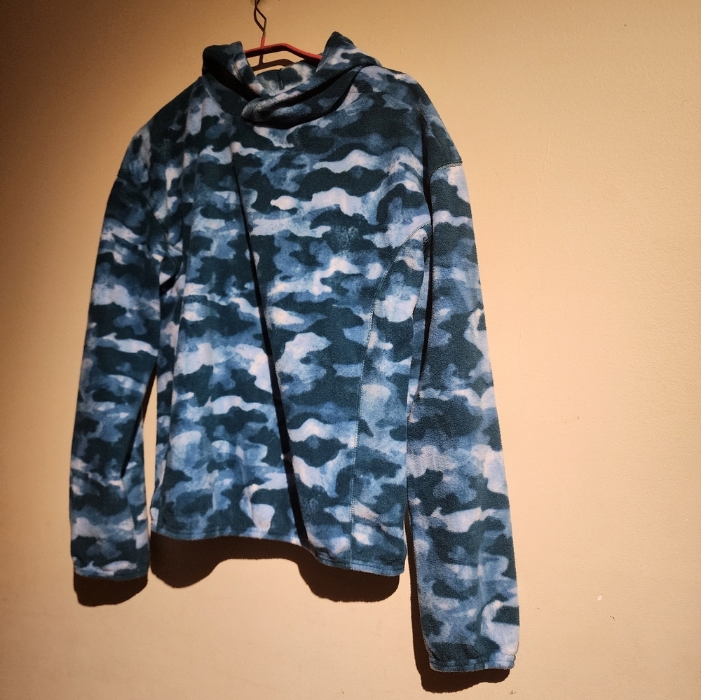 TEK GEAR Fleece Hoodie Youth XL (18-20) Blue Camouflage Pullover